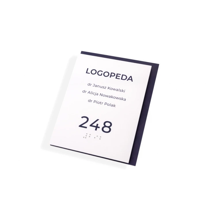 Plakette mit Raumbezeichnung, Nummerierung und Braille-Schrift - Größe 110x137mm - Hart-PVC - MAREN - TAB304