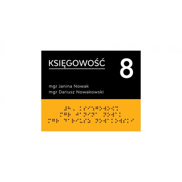 Plakette mit Raumbezeichnung, Nummerierung und Braille-Schrift - Größe 170x137mm - Hart-PVC - SUN -TAB319
