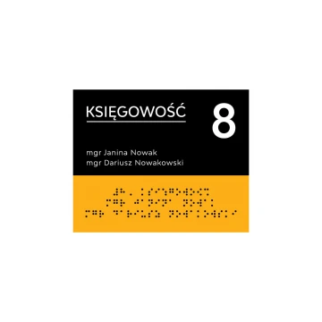 Plakette mit Raumbezeichnung, Nummerierung und Braille-Schrift - Größe 170x137mm - Hart-PVC - SUN -TAB319