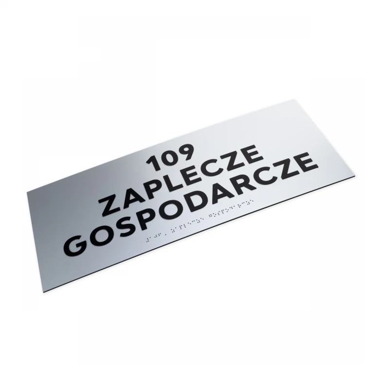 Tafel mit erhabenen Buchstaben und Braille-Schrift - Silberlaminat - Abmessungen 500x200mm - TAB500