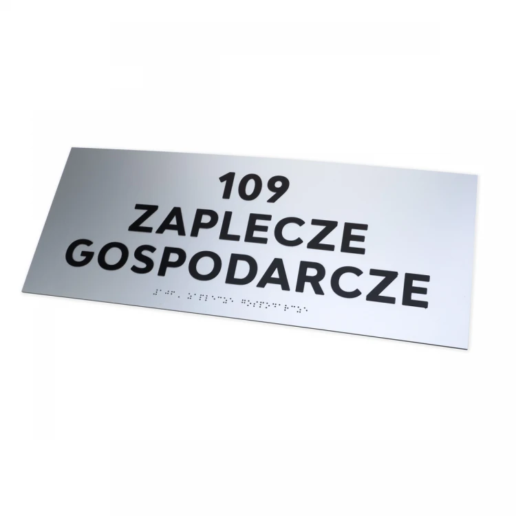 Tafel mit erhabenen Buchstaben und Braille-Schrift - Silberlaminat - Abmessungen 500x200mm - TAB500