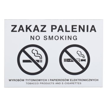 Weiße Nichtraucherschild - Lasergravur - Abmessungen 160x110mm - Z014