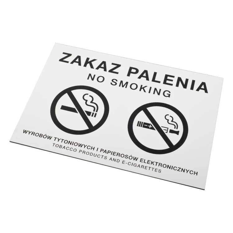 Weiße Nichtraucherschild - Lasergravur - Abmessungen 160x110mm - Z014