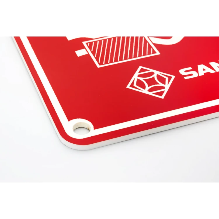 Gravierte Plakette - Springverbot ins Wasser - Größe 150x150mm - rotes Laminat 3mm - TAB255