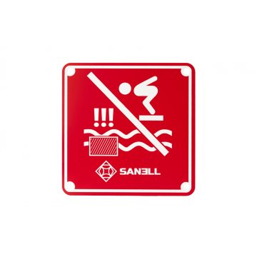 Gravierte Plakette - Springverbot ins Wasser - Größe 150x150mm - rotes Laminat 3mm - TAB255