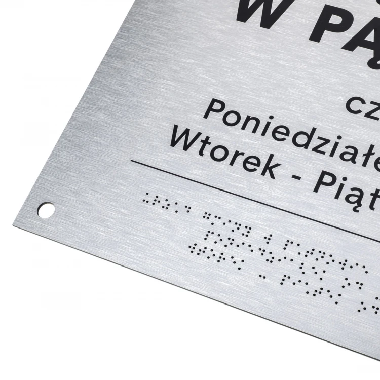Silberne Dibond-Tafel mit Braille-Schrift - Abm. 420x300mm - TAB475