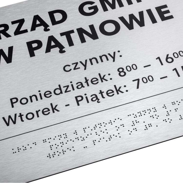 Silberne Dibond-Tafel mit Braille-Schrift - Abm. 420x300mm - TAB475
