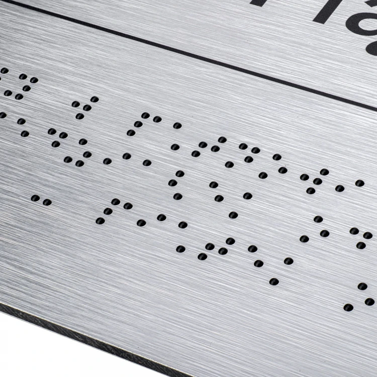Silberne Dibond-Tafel mit Braille-Schrift - Abm. 420x300mm - TAB475