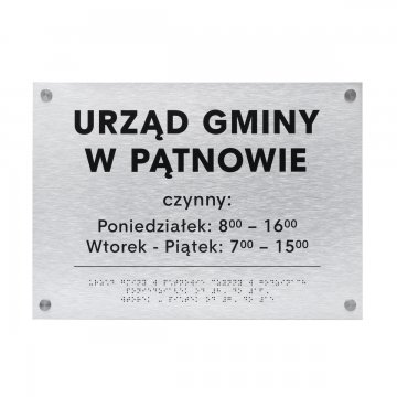 Silberne Dibond-Tafel mit Braille-Schrift - Abm. 420x300mm - TAB475