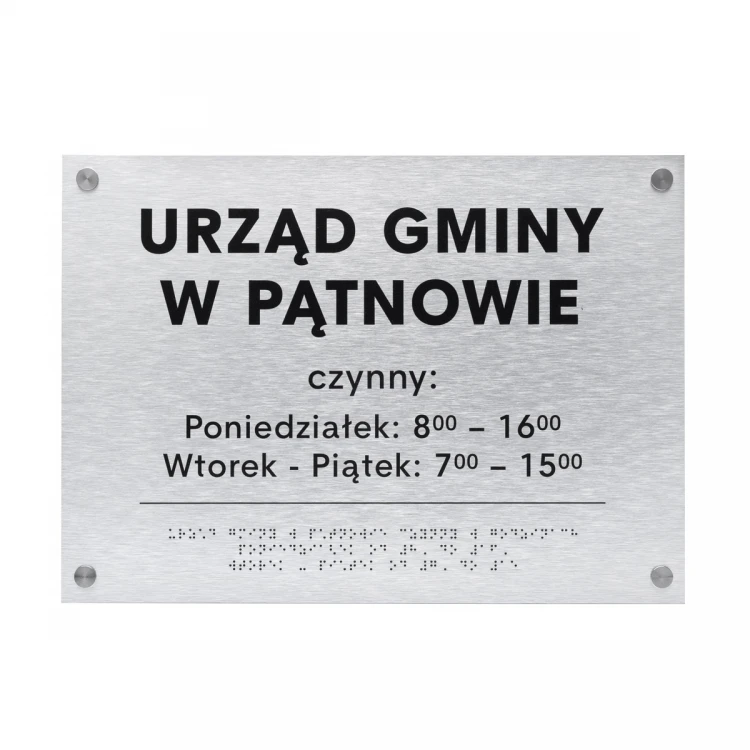 Silberne Dibond-Tafel mit Braille-Schrift - Abm. 420x300mm - TAB475
