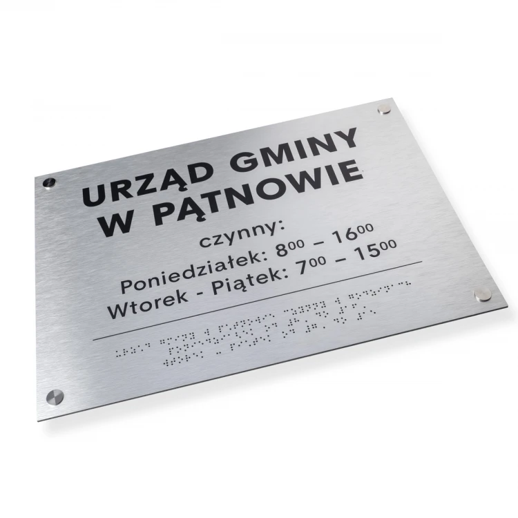 Silberne Dibond-Tafel mit Braille-Schrift - Abm. 420x300mm - TAB475