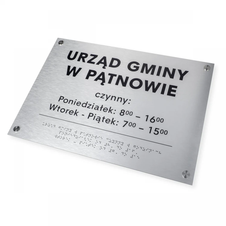 Silberne Dibond-Tafel mit Braille-Schrift - Abm. 420x300mm - TAB475