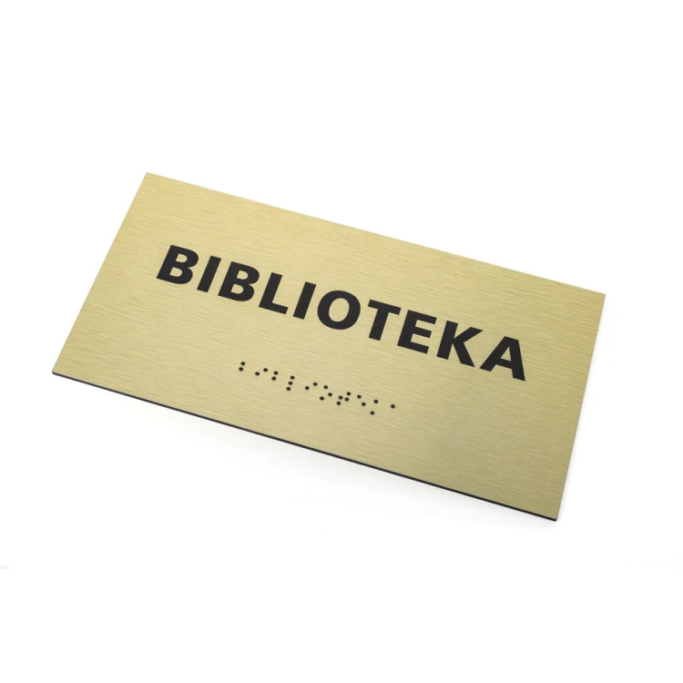 Goldene Dibond-Tafel mit Braille-Schrift - Abm. 200x100mm - TAB412