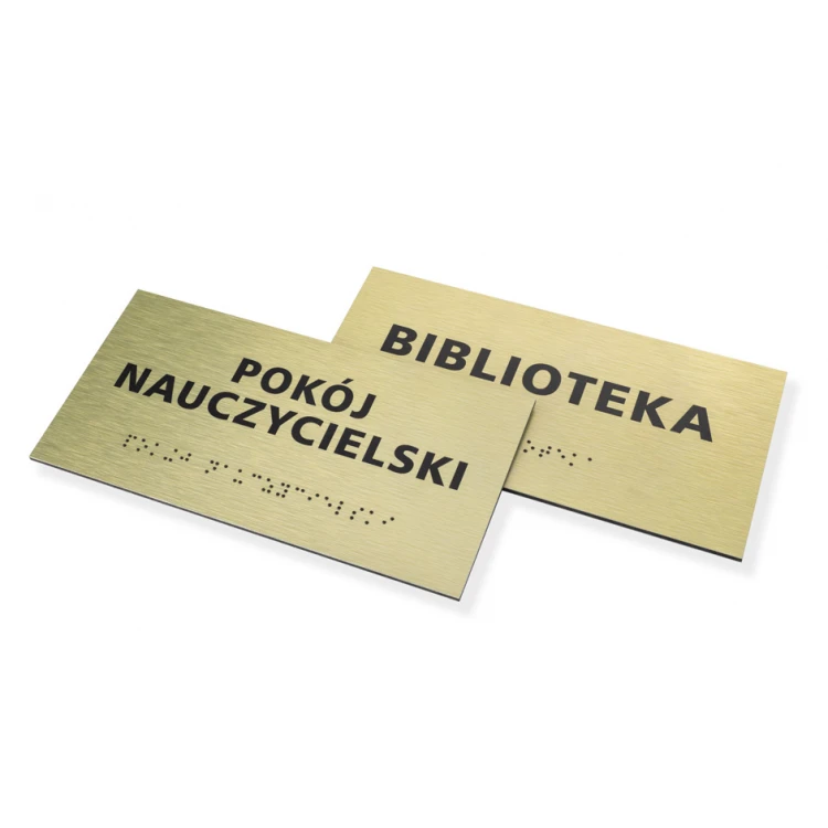 Goldene Dibond-Tafel mit Braille-Schrift - Abm. 200x100mm - TAB412