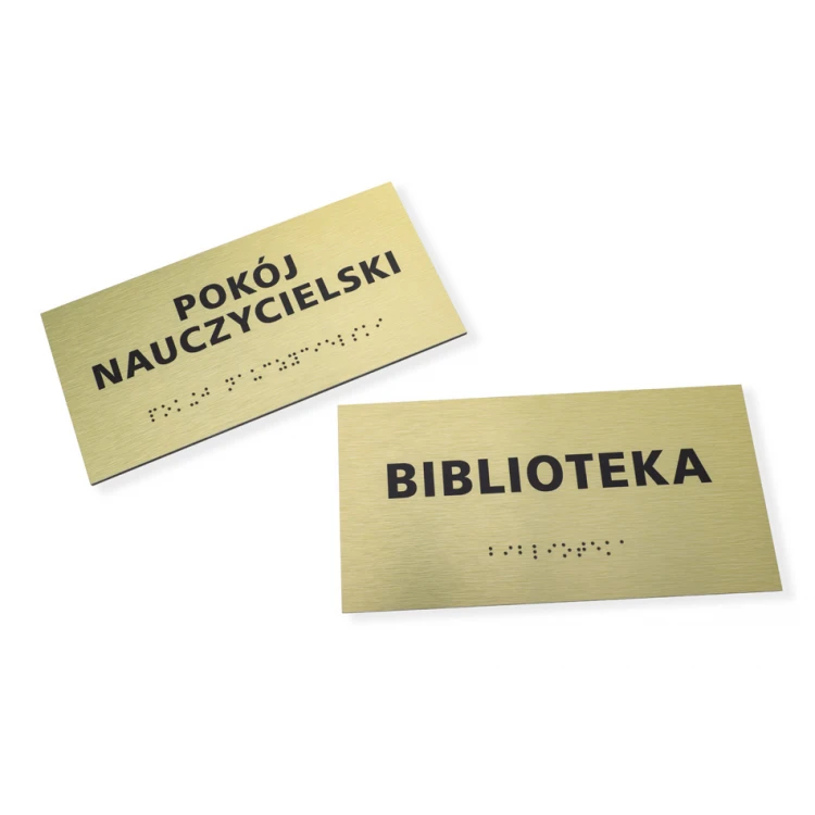 Goldene Dibond-Tafel mit Braille-Schrift - Abm. 200x100mm - TAB412
