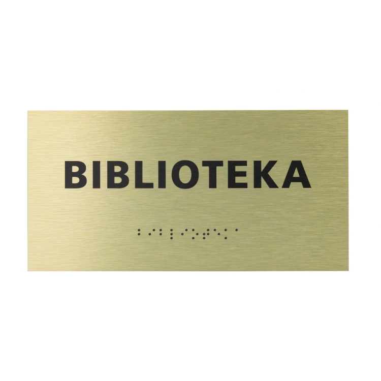 Goldene Dibond-Tafel mit Braille-Schrift - Abm. 200x100mm - TAB412