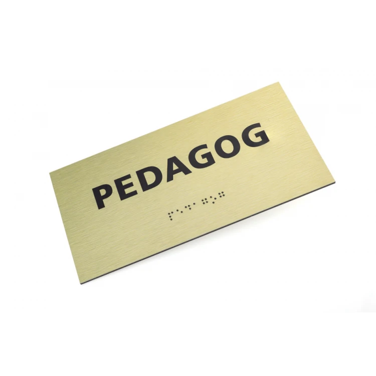 Goldene Dibond-Tafel mit Braille-Schrift - Abm. 200x100mm - TAB413