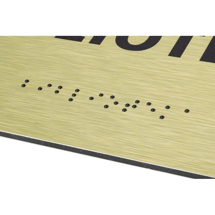 Goldene Dibond-Tafel mit Braille-Schrift - Abm. 200x100mm - TAB413