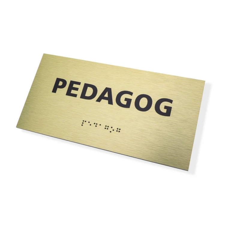 Goldene Dibond-Tafel mit Braille-Schrift - Abm. 200x100mm - TAB413
