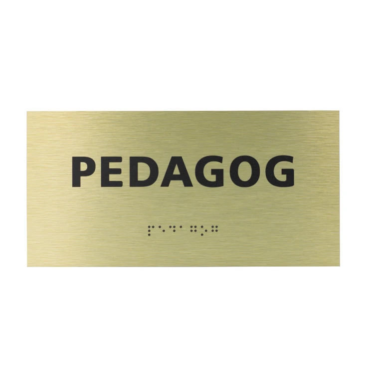 Goldene Dibond-Tafel mit Braille-Schrift - Abm. 200x100mm - TAB413