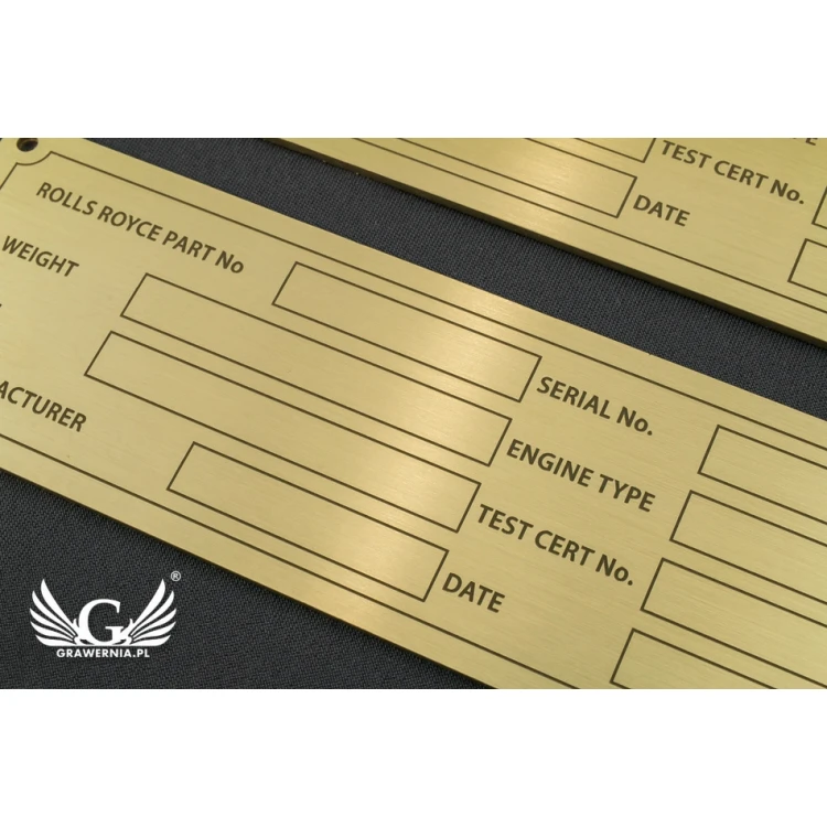 Typenschild für Maschinen und Geräte - Messing - Größe 130x40mm - TZN030