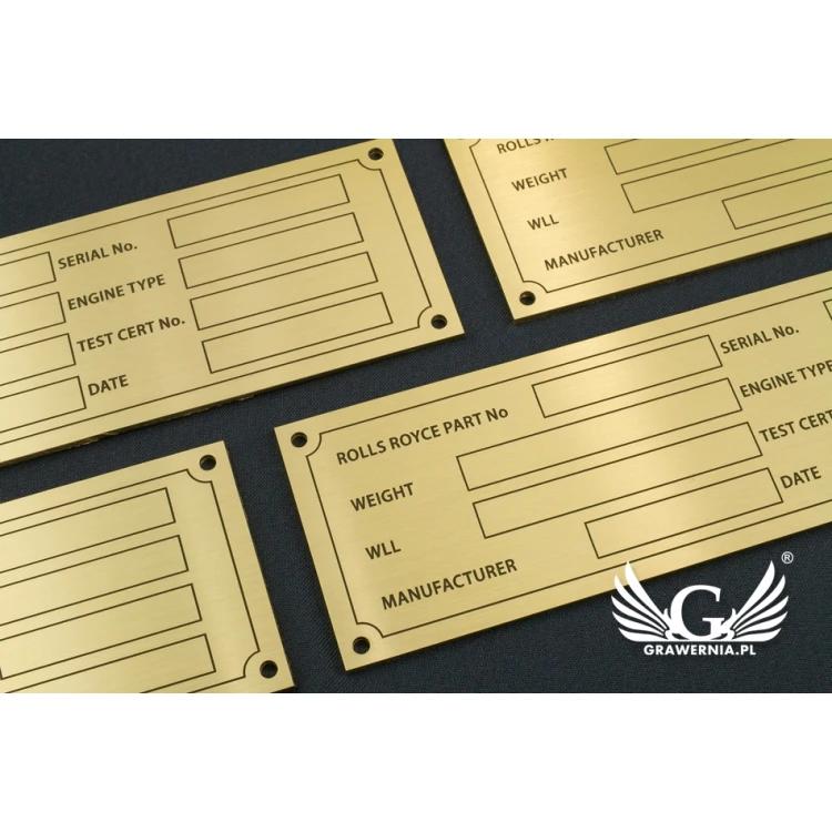 Typenschild für Maschinen und Geräte - Messing - Größe 130x40mm - TZN030