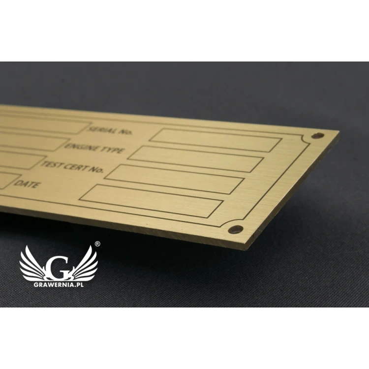 Typenschild für Maschinen und Geräte - Messing - Größe 130x40mm - TZN030