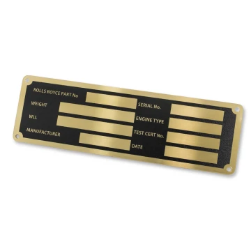 Typenschild für Maschinen und Geräte - Messing mit UV-Druck - Abm. 130x40mm - TZN032