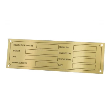 Typenschild für Maschinen und Geräte - Messing - Größe 130x40mm - TZN030