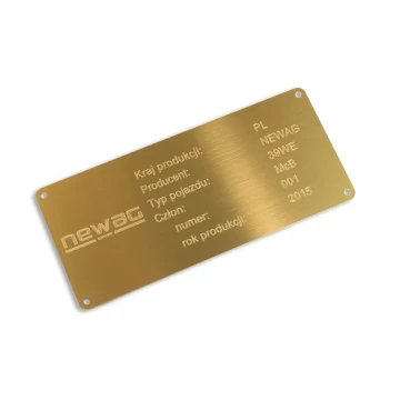 Typenschild - gebürstetes und lackiertes Messing - Abm. 180x80mm