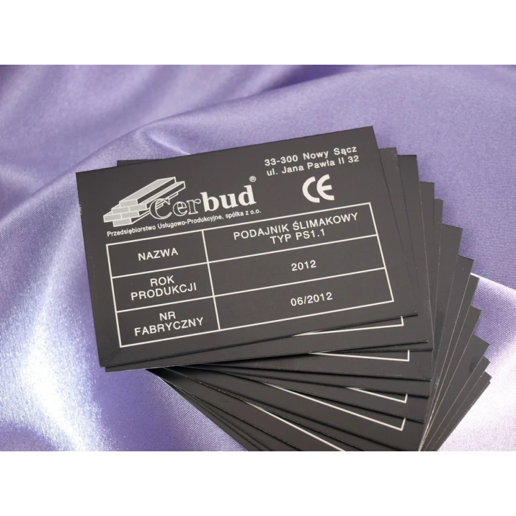 Aluminium Typenschild - Abmessung: 90x60mm