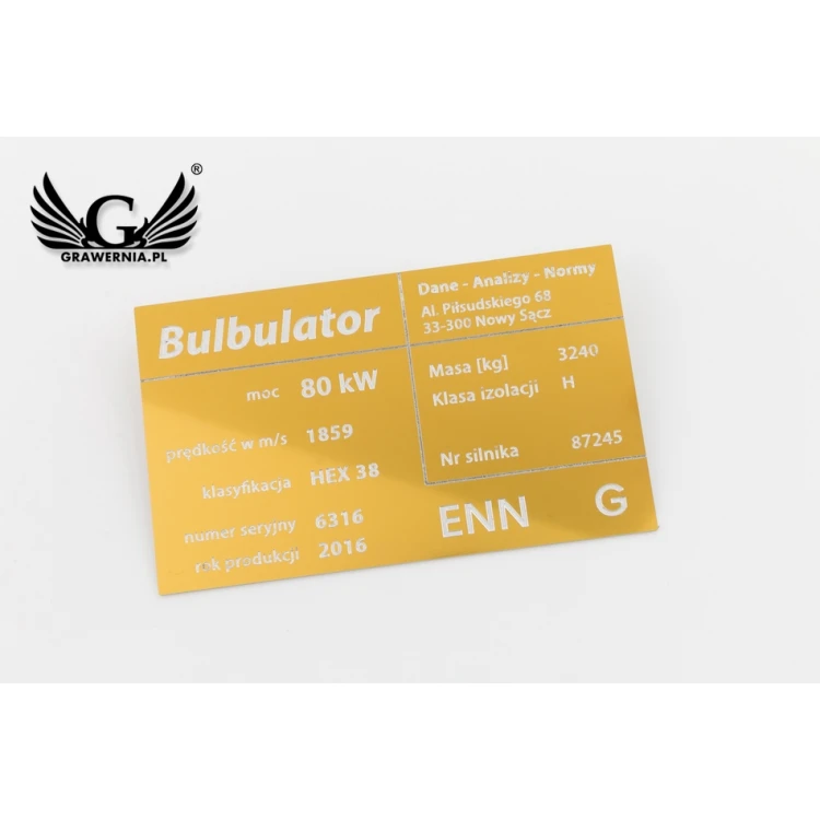 Aluminium Typenschild - Multicolor - CNC Gravur - Abmessungen: 100x60mm - TZN034