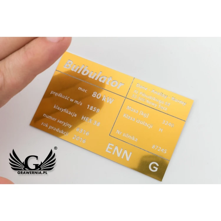 Aluminium Typenschild - Multicolor - CNC Gravur - Abmessungen: 100x60mm - TZN034