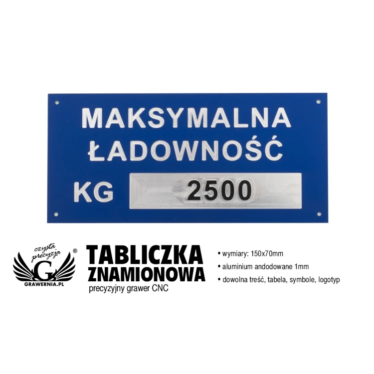Aluminium Typenschild - Multicolor - CNC Gravur - Abmessungen: 150x70mm - TZN035
