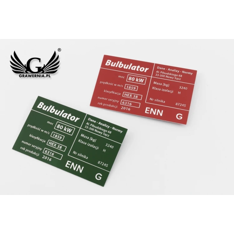 Aluminium Typenschild - Multicolor - CNC Gravur - Abmessungen: 100x60mm - TZN034