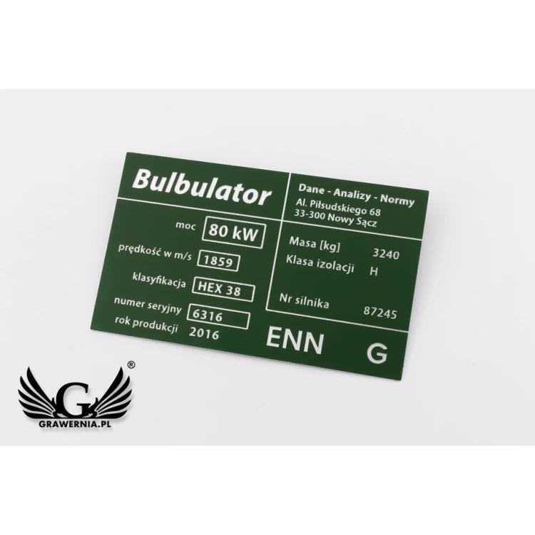 Aluminium Typenschild - Multicolor - CNC Gravur - Abmessungen: 100x60mm - TZN034