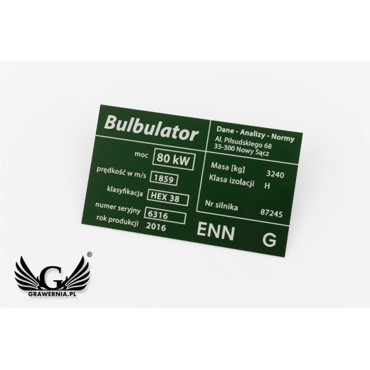 Aluminium Typenschild - Multicolor - CO2-Lasermarkierung - Abmessungen: 100x60mm - TZN041