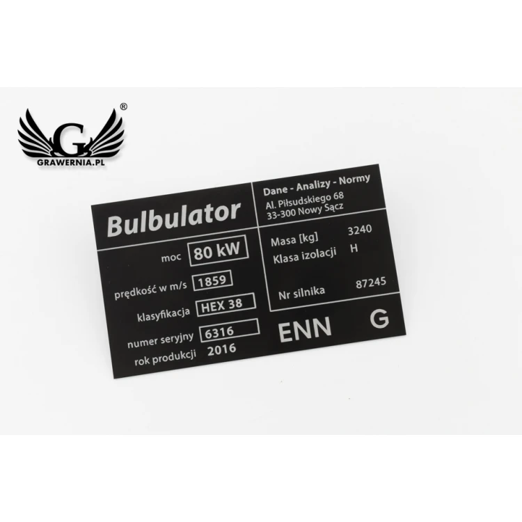 Aluminium Typenschild - Multicolor - CO2-Lasermarkierung - Abmessungen: 100x60mm - TZN041