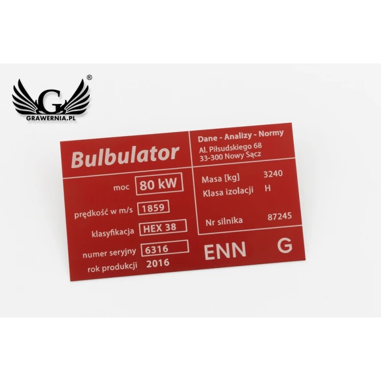 Aluminium Typenschild - Multicolor - CO2-Lasermarkierung - Abmessungen: 100x60mm - TZN041