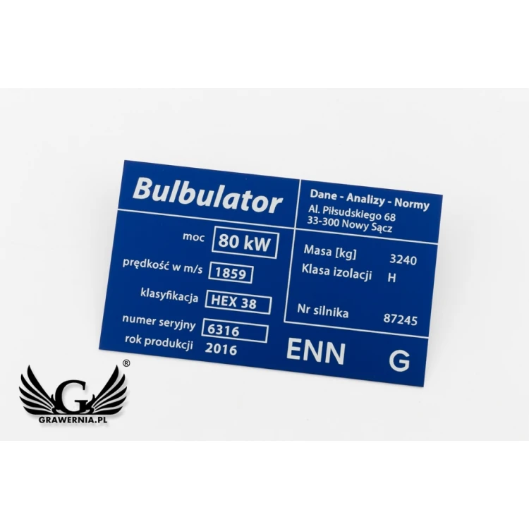 Aluminium Typenschild - Multicolor - CO2-Lasermarkierung - Abmessungen: 100x60mm - TZN041