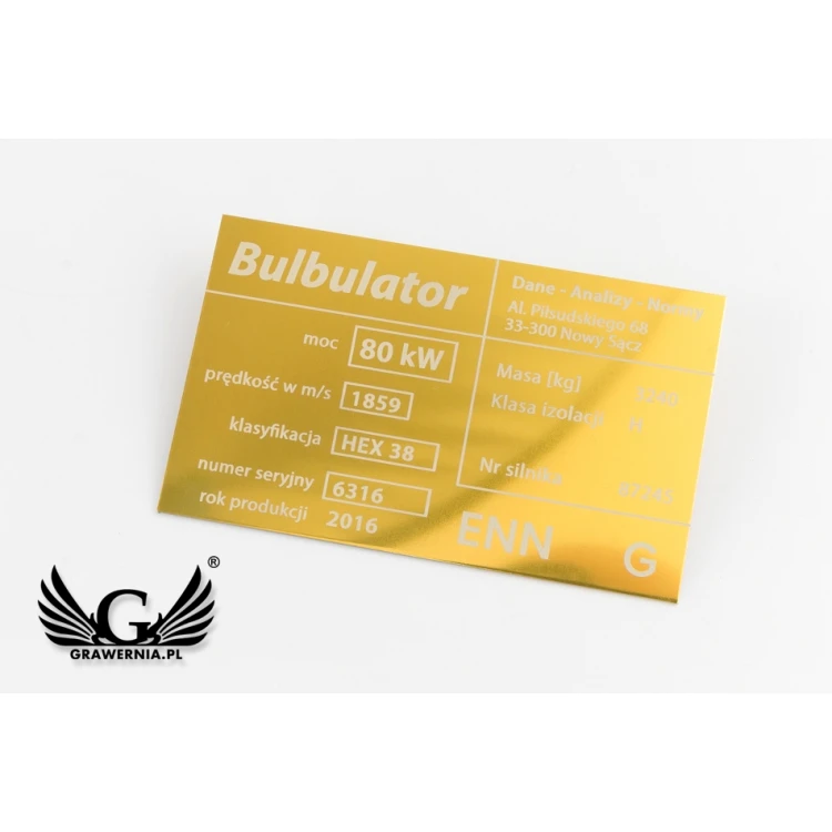 Aluminium Typenschild - Multicolor - CO2-Lasermarkierung - Abmessungen: 100x60mm - TZN041