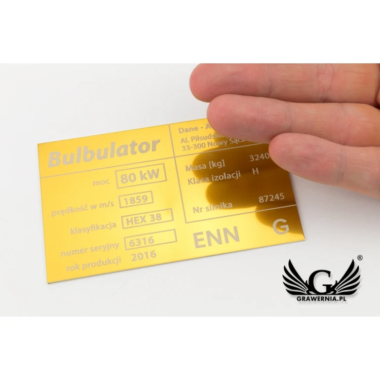Aluminium Typenschild - Multicolor - CO2-Lasermarkierung - Abmessungen: 100x60mm - TZN041