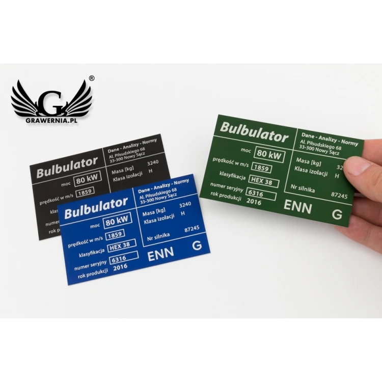Aluminium Typenschild - Multicolor - CO2-Lasermarkierung - Abmessungen: 100x60mm - TZN041