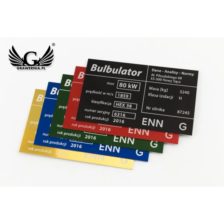 Aluminium Typenschild - Multicolor - CO2-Lasermarkierung - Abmessungen: 100x60mm - TZN041