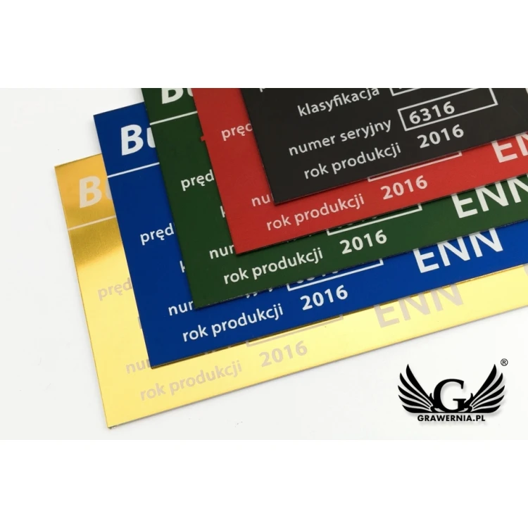 Aluminium Typenschild - Multicolor - CO2-Lasermarkierung - Abmessungen: 100x60mm - TZN041