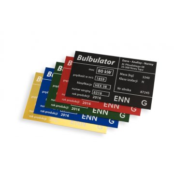 Aluminium Typenschild - Multicolor - CNC Gravur - Abmessungen: 100x60mm - TZN034
