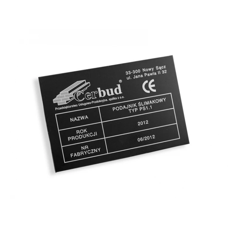 Aluminium Typenschild - Abmessung: 90x60mm