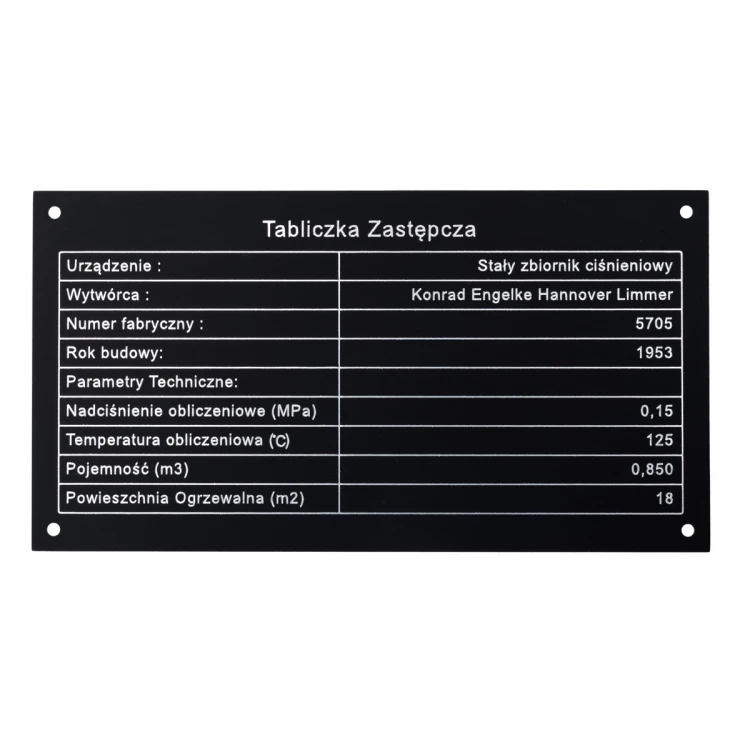 Typenschild aus schwarzem Aluminium - CNC-Gravur - Abmessungen: 150x80mm - TZN049