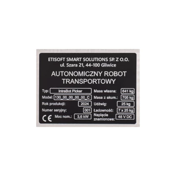 Namensschild aus schwarz eloxiertem Aluminium - Abmessung 80x60mm - TZN051