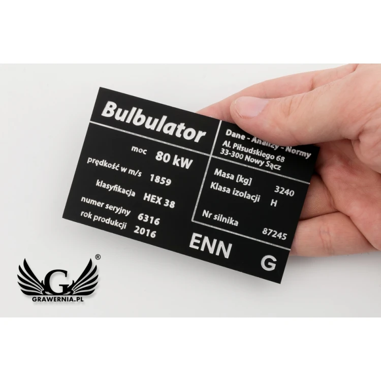 Aluminium Typenschild - Multicolor - CNC Gravur - Abmessungen: 100x60mm - TZN034